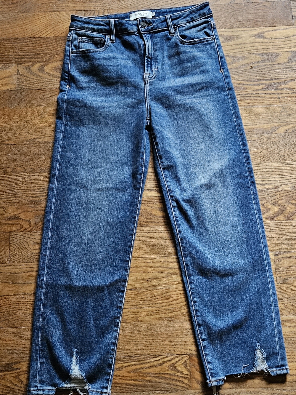 Hidden High-Rise Cropped Straight Jeans in Dark Blue, Like New